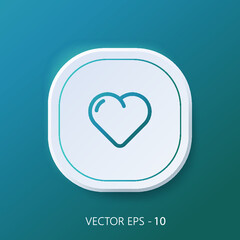 Heart Icon on Square blue Internet Button Original Illustration