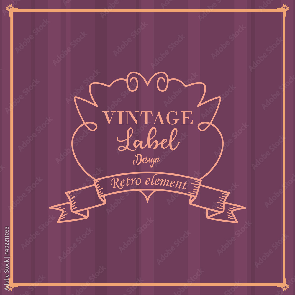 Poster vintage label design frame with ribbon retro element vector design
