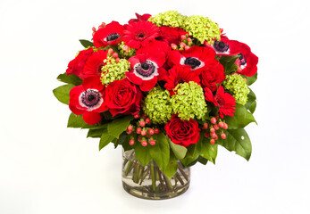 Flowers in a transparent vase