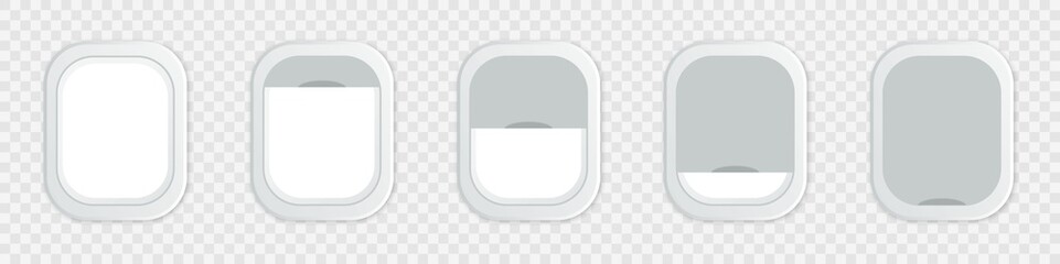 Airplane window in 3d style.  Realistic illustration on transparent background. Business icon.