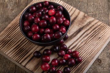 cranberries on a wooden table