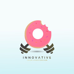 Doughnut physical fitness food vector illustration, Fitness Logo Stock Vector Illustration, Gym Logo Vector Art and Graphics