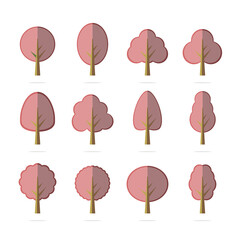 Trees illustrations. Simple icons of green plants