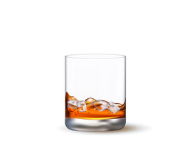 Whiskey glass with ice. vector
