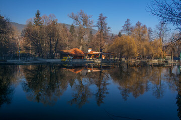 Fototapeta na wymiar Kleptuza lake in Velingrad, a spa capital of Balkans in Rhodope Mountains, Bulgaria