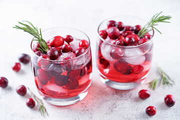 Cranberry rosemary gin in glass