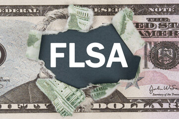 The dollar is torn in the center. In the center it is written - FLSA