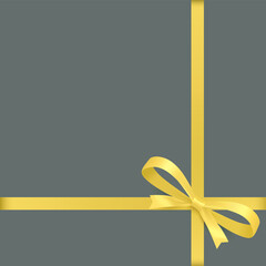 A yellow bow on a gray background. Realistic gift wrapping for Valentine's Day, birthday, and any holiday event. Greeting card design element. Gift Certificate.