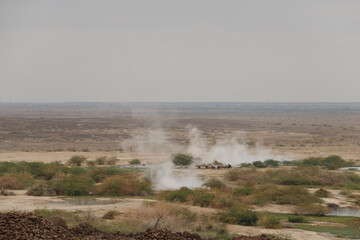 summer landscape in the dry period of Ethiopia on the mountains
