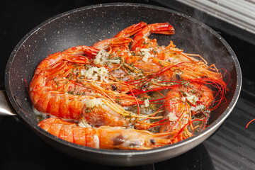 Prawns being grilled