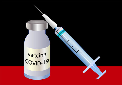 Vacuna contra el covid-19 o coronavirus, jeringa y vial
