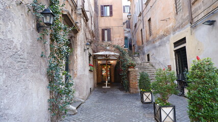 Fototapeta na wymiar Italian old town (Trastevere in Rome)