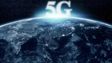 5g internet technology concept. World connection.