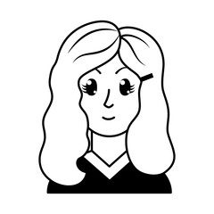 young woman with long hair, vector illustration