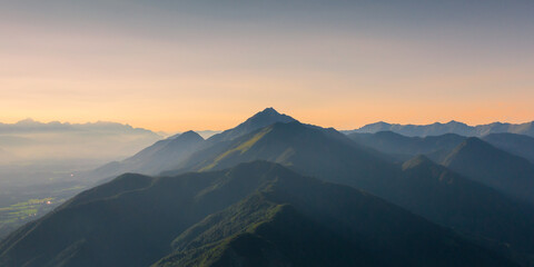 Mountaintop of Zvoh and Krvavec landscape wiev of beautiful nature.