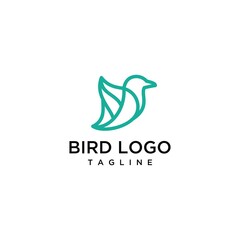 bird logo vector icon template, line art line