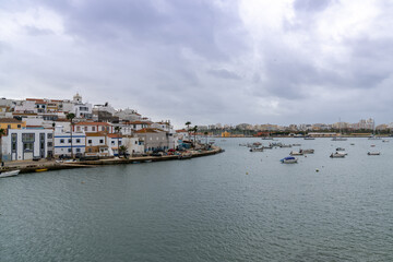 Fototapeta na wymiar view of the quaint fishing village of Ferragudo on the Algarve coast of Portugal