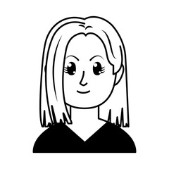 young woman with short hair, vector illustration