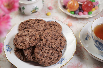 Chocolate cookies with chocolate chips