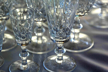 Various types of glasses from glassware collection