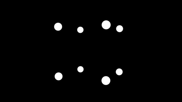 Simple outline of a cube of four points is rotates on black background