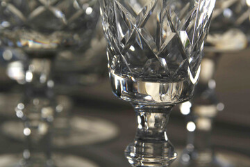 Various types of glasses from glassware collection