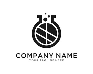 Digital Lab Logo Template. Chemical Flask Vector Design. Science Illustration