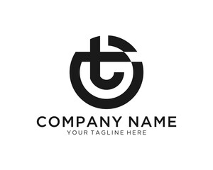 Initial lowercase letter logo ot, to, t inside o, monogram rounded shape, black color on white background.