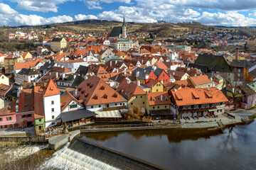 town of Cesky Krumlov, Vltava river, southern Bohemia, Czechia