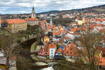 town of Cesky Krumlov, state castle of Cesky Krumlov, river Vltava, southern Bohemia, Czechia