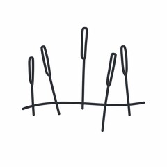 acupuncture needles doodle icon, vector color line illustration