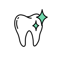 teeth whitening doodle icon, vector color line illustration