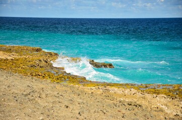 beautiful beach on the caribbean island of bonaire, good snorkel and dive site on the island. enjoy the relaxation in the sand by the sea