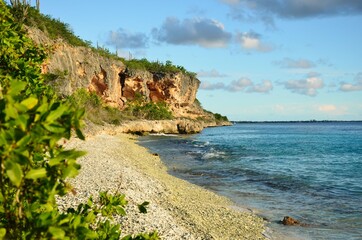beautiful beach on the caribbean island of bonaire, good snorkel and dive site on the island. enjoy the relaxation in the sand by the sea
