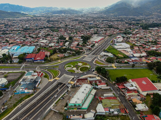 Beautiful aerial view of the Social guarantees Roundabout in Costa Rica 