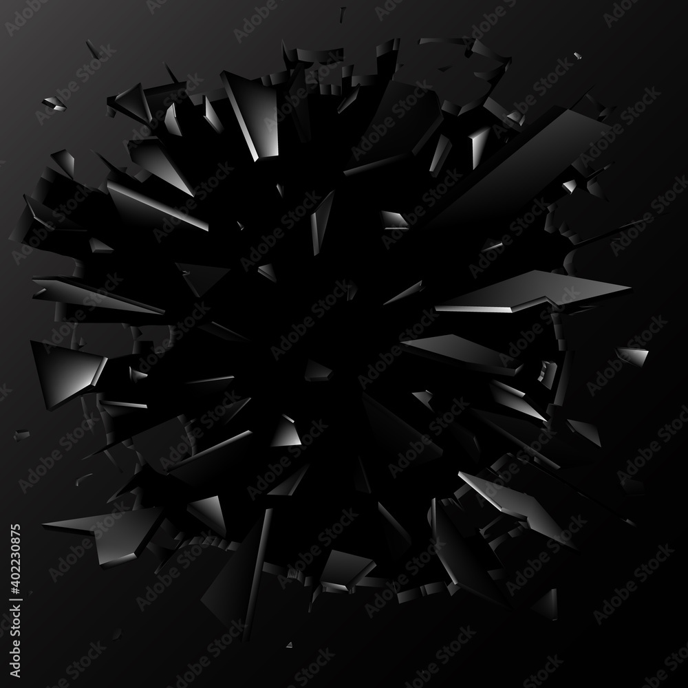 Poster shards of broken glass. abstract explosion. vector background