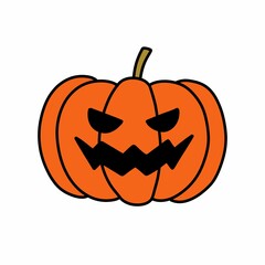 pumpink doodle icon, vector color line illustration