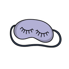 sleeping eye mask doodle icon, vector color illustration