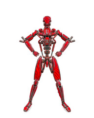 mega drone soldier robot is doing a power man pose
