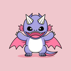 cute little baby dragon character smiling