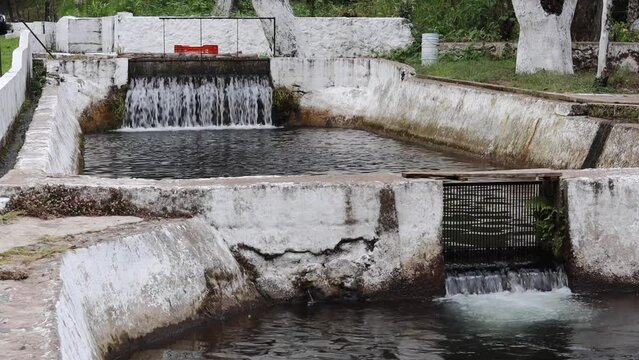 Fish hatchery facilities in small town in Mexico