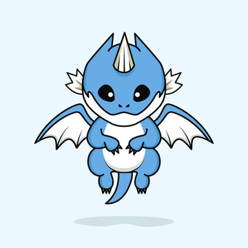 cute little baby dragon character flying