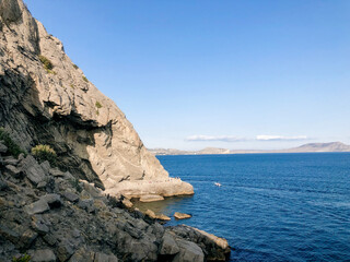 Rocky coast in the Crimea. Sea view