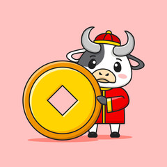 cute little ox wear chinese costume