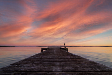 Naklejka na ściany i meble Sunset on the dock