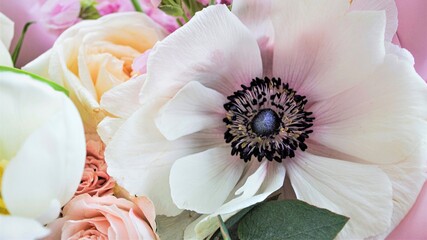 Beautiful pink and white flower in bouquet 