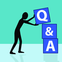 q&a concept, person with letters, vector illustration 
