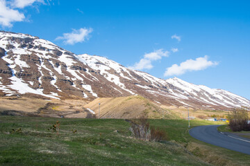 avalanche protection barrier of town of Neskaupsstadur in Iceland