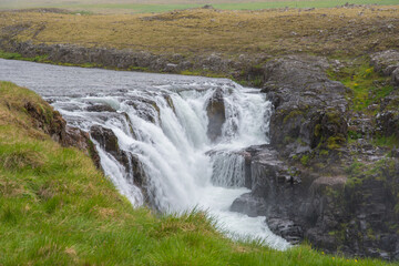 Kolufoss waterfall in Kolugljufur canon in Iceland