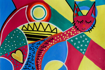 Cat of colors cubism, modern art, background
